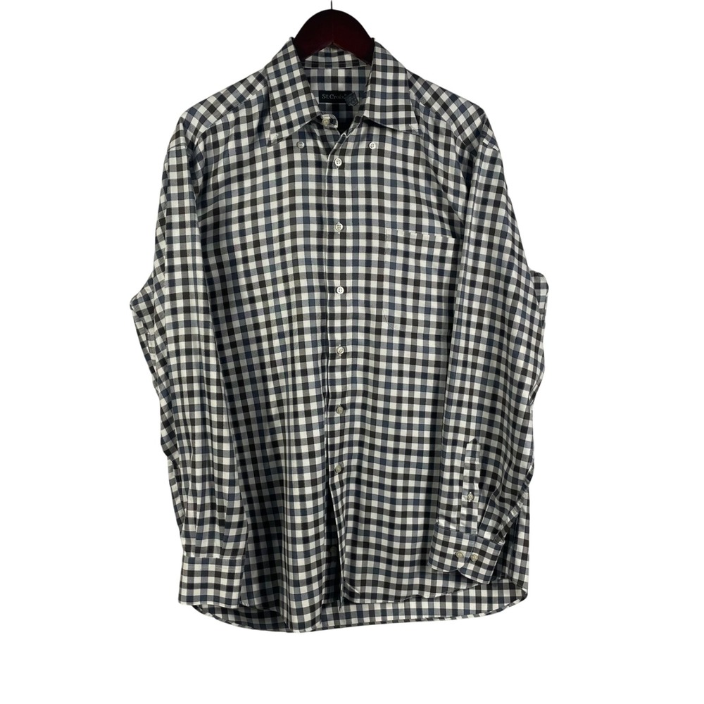 St. Croix 100%‎ Cotton Gingham Check Button Down Shirt Italy Men's Large